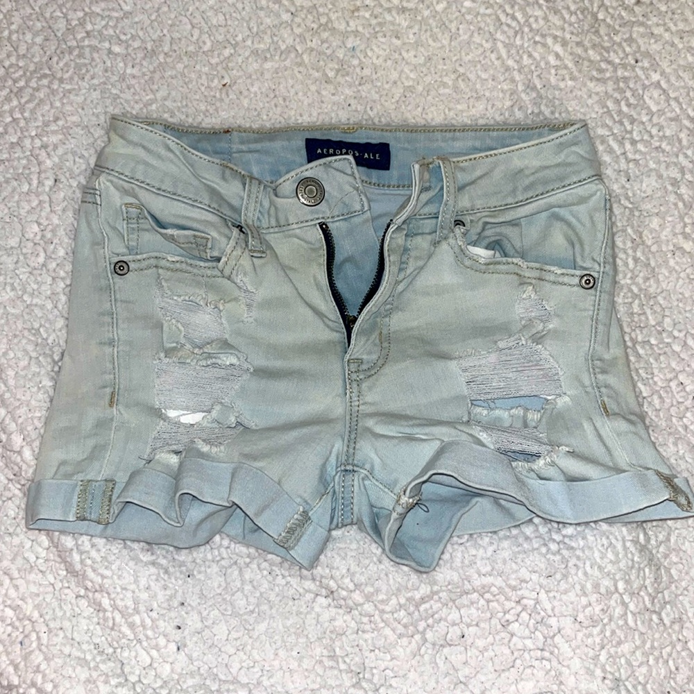 Ripped jean shorts